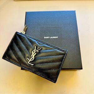 SAINT LAURENT ZIP LEATHER CARD CASE